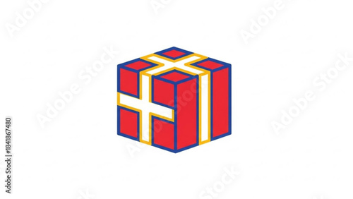 Gift Box Icon: A digitally rendered gift box icon with a festive design, perfect for holiday greetings, celebrations, and special occasions.