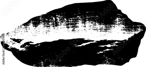 Minimalistic black and white stencil illustration of a stone for urban art designs