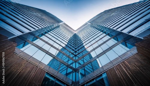 modern architecture office building creating abstract symmetry pattern