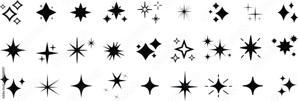 Fototapeta premium Sparkle vector icons set Vector blink star for logo, sparkle clipart