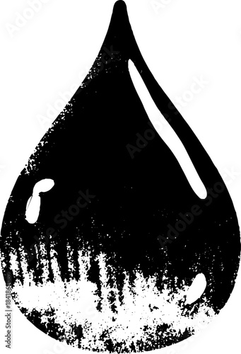 Black and white grunge stencil illustration of resin droplet for design and decorative art