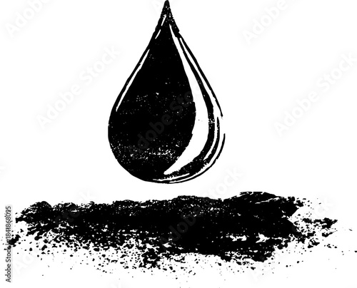 Black and white resin droplet stencil illustration for urban art design
