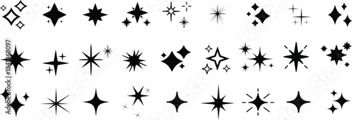 Sparkle vector icons set Vector blink star for logo, sparkle clipart