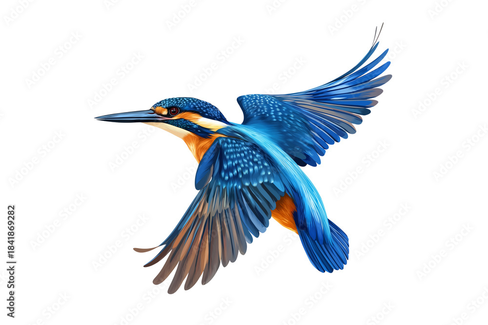 Naklejka premium Kingfisher Bird Flying Clipart Isolated on Transparent Background