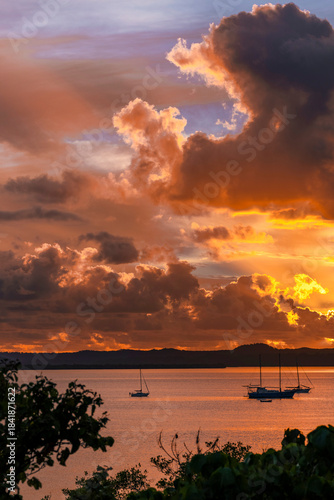 Queensland, Australia - Sunrise with colourful skies over the ocean at Redland Bay, Queensland, Australia