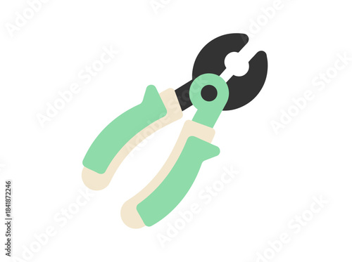 A flat vector icon of a compass, a geometry drafting instrument used for drawing circles in architecture and engineering, presented as a school supplies illustration on a white background