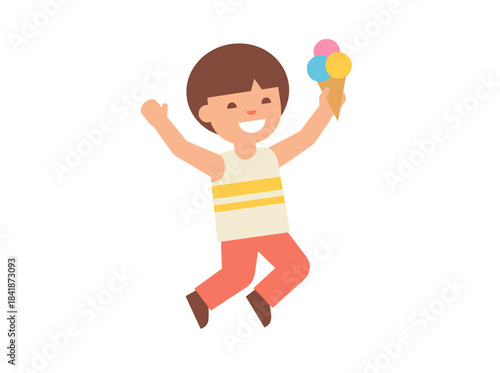A cheerful, cute baby lies holding a rattle in a flat vector illustration, while a funny toddler smiles as he shakes a toy isolated on white, and an adorable happy child plays with a noisy plastic