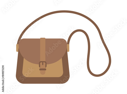 A flat vector illustration on a white background depicts a small unisex satchel with a handle, a cross‑body bag with a long strap, and a crossbody messenger pouch accessory