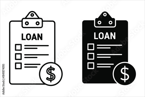 Loan Application Checklist With Dollar Coin Icon clipboard