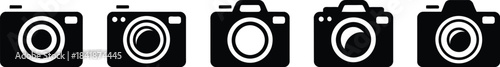 Collection of Five Camera Icons Sleek and Modern Graphic Designs for Photography and Videography Projects