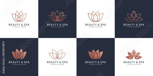 Beauty and spa logo bundle with beauty lotus concept Premium Vector