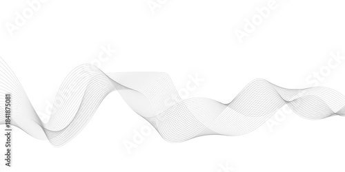 Vector curve wave line seamless pattern. Gray curved line for banner design and frequency sound wave line. Future technology concept.