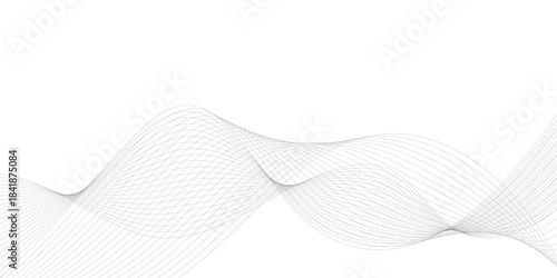 Vector curve wave line seamless pattern. Gray curved line for banner design and frequency sound wave line. Future technology concept.