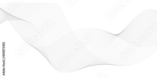 Vector curve wave line seamless pattern. Gray curved line for banner design and frequency sound wave line. Future technology concept.
