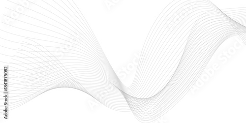 Vector curve wave line seamless pattern. Gray curved line for banner design and frequency sound wave line. Future technology concept.