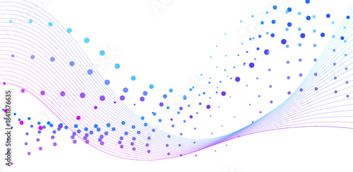 This design features an abstract background that shows a flowing pattern of lines and dots in various shades. The artwork appears dynamic and modern, suitable for digital projects