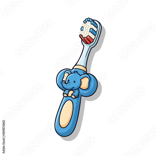 Charming tooth brush kid, blue elephant detail, for enjoyable dental hygiene. Soft bristles, easy grip assist children learning proper brushing. Effective tooth brush kid,
