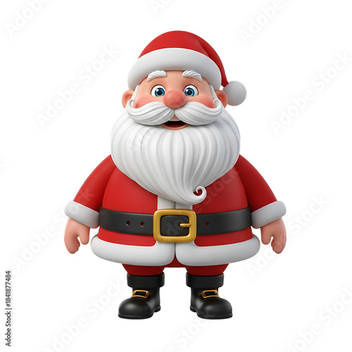 Happy cartoon santa claus standing isolated on white background