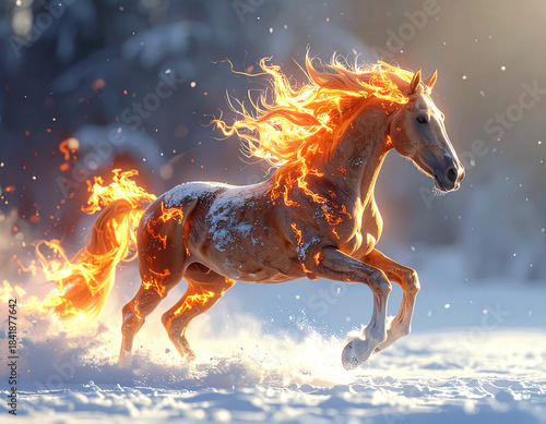a fiery horse, a symbol of the coming year