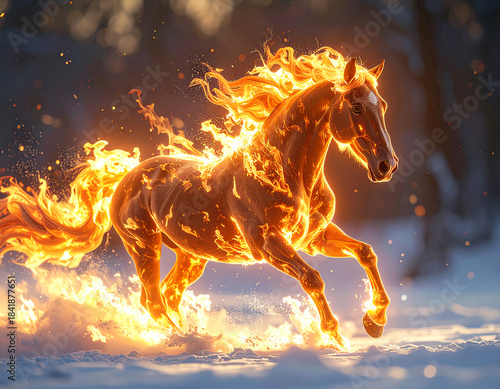 a fiery horse, a symbol of the coming year