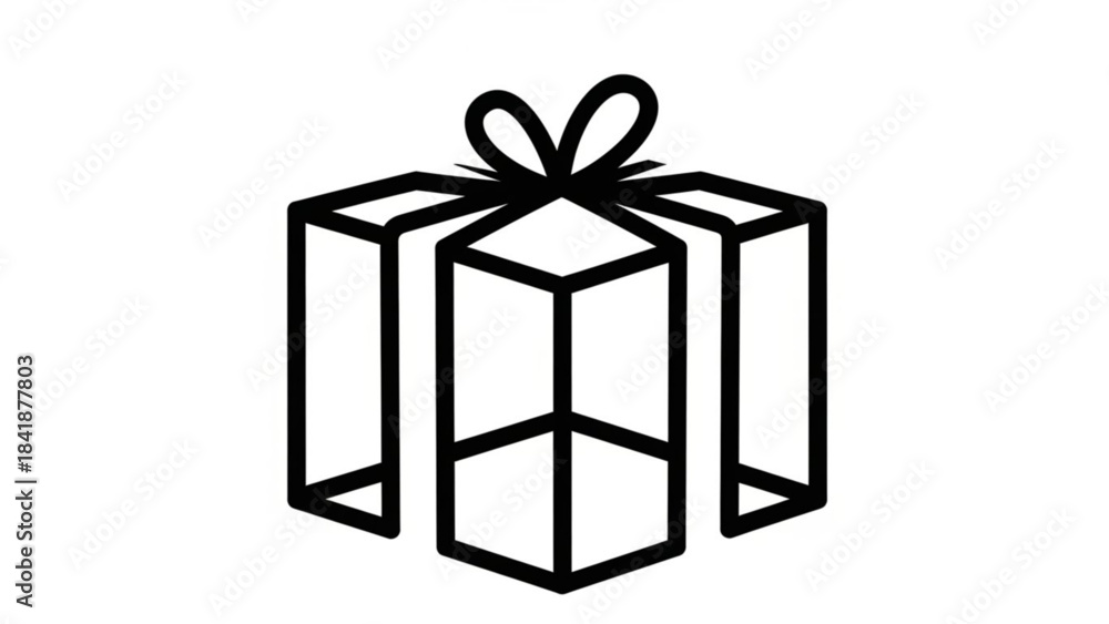 Obraz premium Gift Box Icon: A clean and modern icon of a wrapped gift, perfect for conveying themes of giving, celebration, or special occasions.