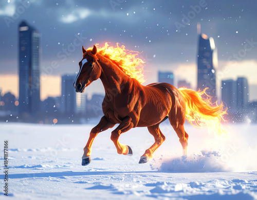 a fiery horse, a symbol of the coming year