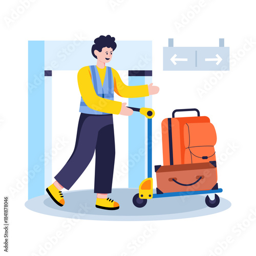 Editable design illustration of airport porter