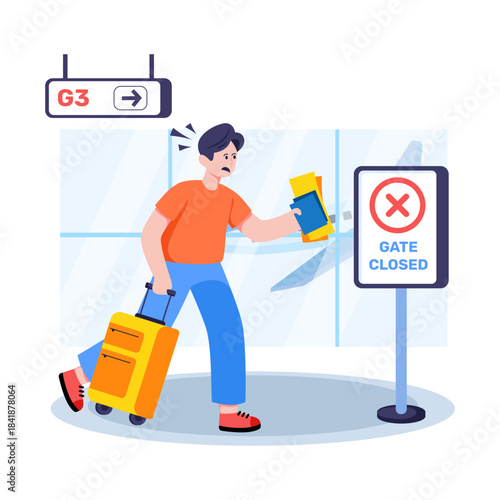 Modern design illustration of missed flight