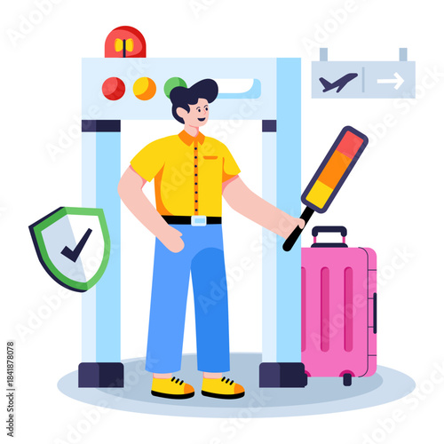 Premium download illustration of airport security officer