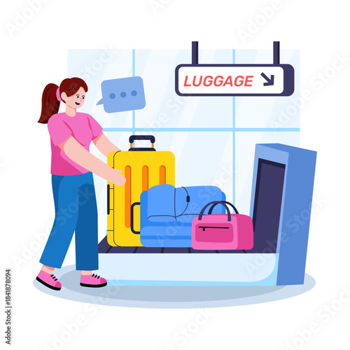 Modern design illustration of airport baggage carousel