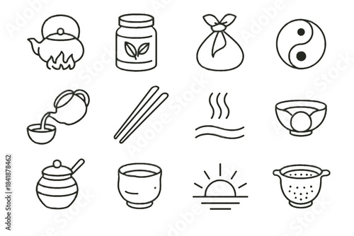 Spoon leaves icon yang bamboo vector artisan pouring clay tea tongs