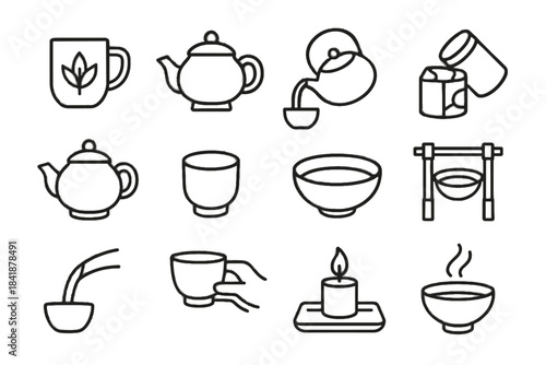 Vector lid caddy icons icon gentle artisan leaf tea tray stone handcrafted