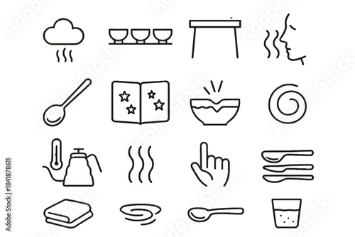 Aroma icon water scoring home reset coffee vector stars cupping face spoon