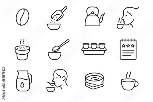 Icon steaming vector water aroma steam top coffee slurp bean rinse cupping