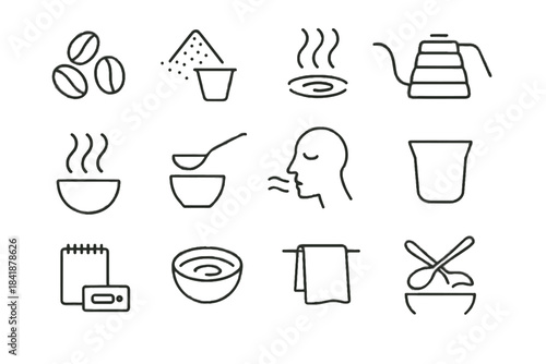 Vector swirl layer notebook clean icon icons coffee cup scent cupping wave