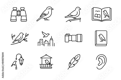 Icons pigeon branch ear silhouette icon vector birdwatching telephoto urban open skyline