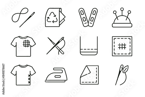 Symbol sustainable hemline vector path clips back illustration needle fabric wardrobe icon