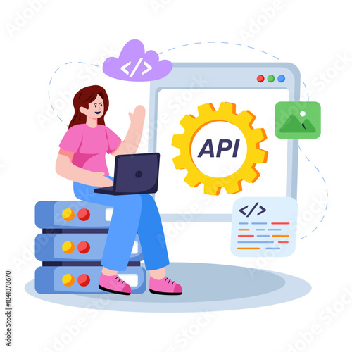 Trendy design illustration of api website