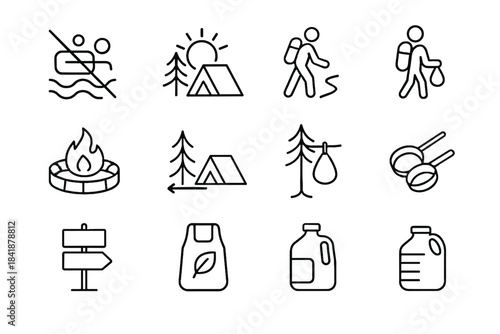 Respect soap approved tree pack storage minimalist reuse jug icon vector camping