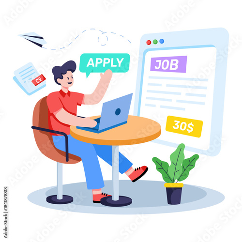 Modern design illustration of applying for job