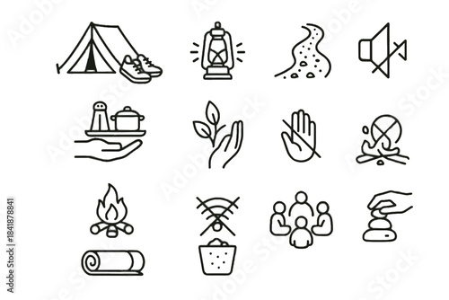 Leave vector camping minimalist gravel used respect setup icons shared icon station