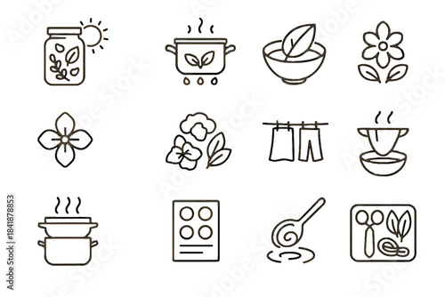 Icon natural vector heap marigold solar bowl dye jar botanical experiment