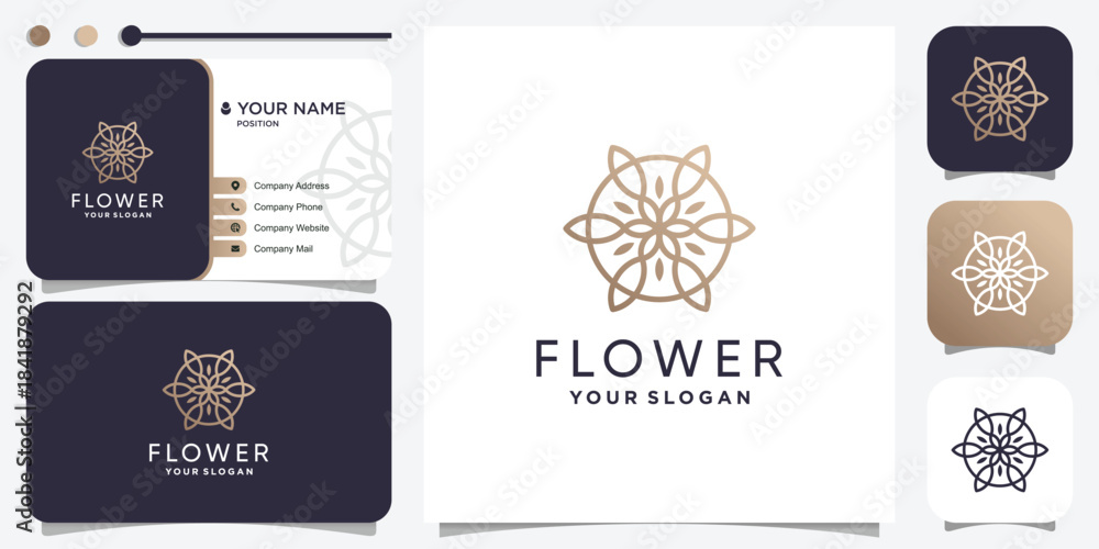 Naklejka premium Modern flower logo template Premium Vector