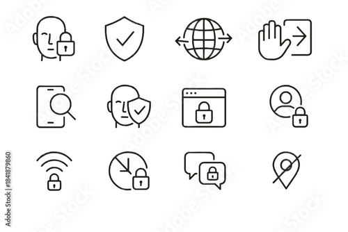 Icon digital privacy icons browser profile internet face gesture shielded device voice