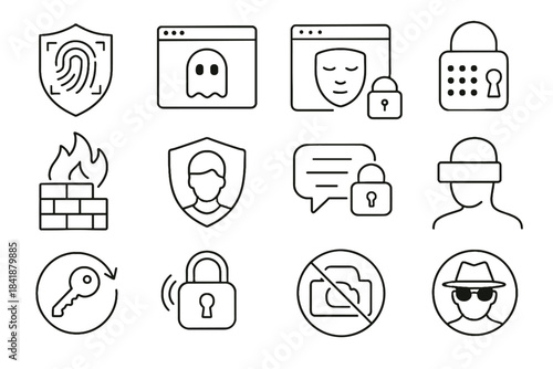 Zone privacy private shielded icon vector scan reset symbol no digital biometric