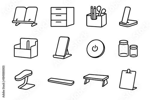 Task caddy icons icon pad armrest slim ergonomic desk pen functional shelf