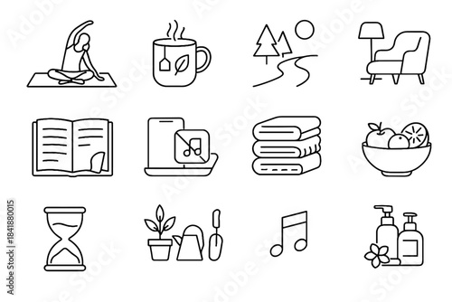 Nature vector quiet mat set playlist icon fruit tray unplugged mindfulness