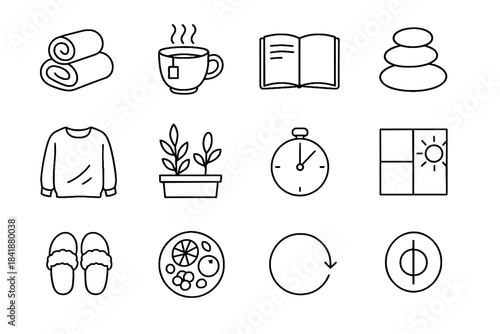 Icons open icon rest loop folds vector relaxing sunlight stones weekend mindful