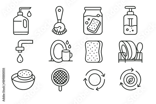 Press icon vector icons wand workflow screen organized frame zone dishwashing eco
