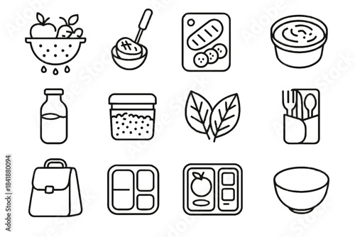 Icon lunch cutlery veggie dip healthy silicone cup vector bin prep produce